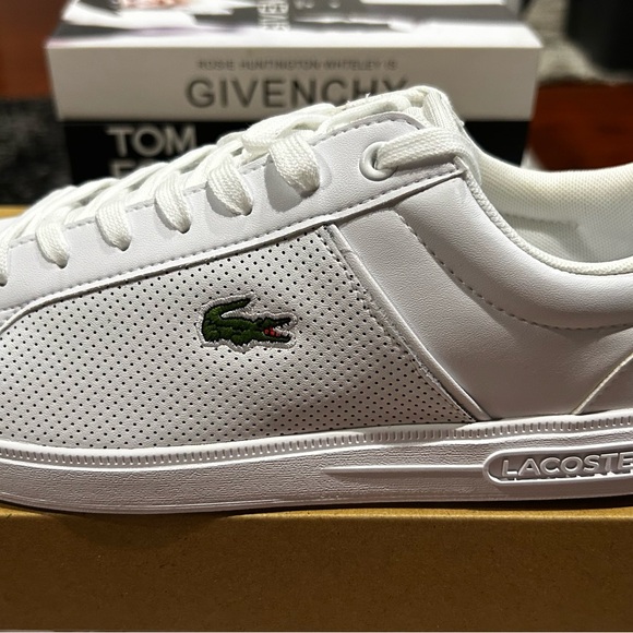Lacoste White Tennis Shoes with Green Accent - Picture 6 of 11